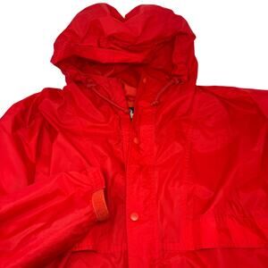 Helly Hansen XL Red Full Zip Snap Button Packable Hooded Windbreaker Jacket